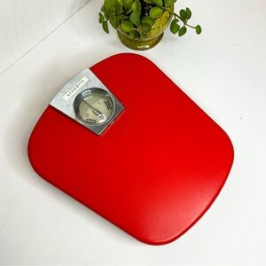 Vintage AFRODITE German Red Analog Bathroom Scale Retro Mid-Century Modern